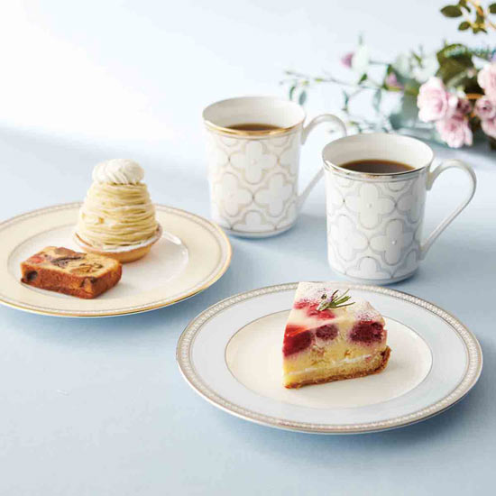 ノリタケ トレフォリオゴールド&プラチナ ペアモーニングセット 11000