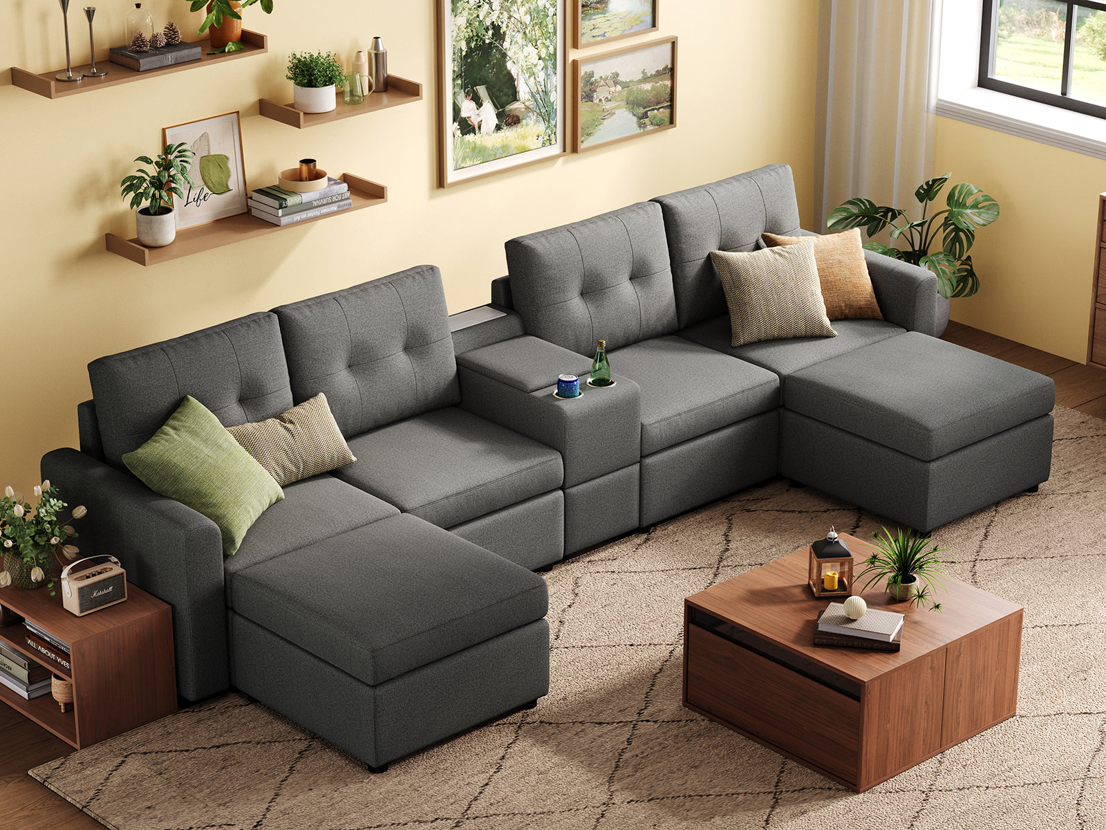 RUBIK III 4 Seats with 2 Ottomans & Console