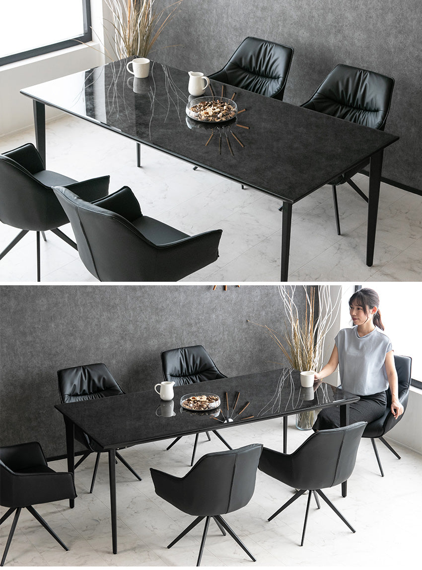 lushroom ダイニングテーブル 150×85cm 4人掛け 鏡面 国産強化ガラス