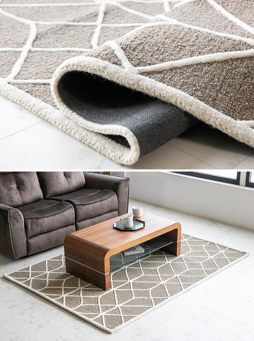 lushroom 【140×200cm】 ラグ 天然 ウール 無染色 幾何学模様