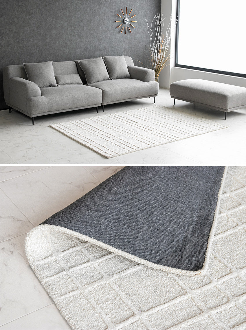 lushroom 【140×200cm】 ラグ 天然 ウール 無染色 幾何学模様