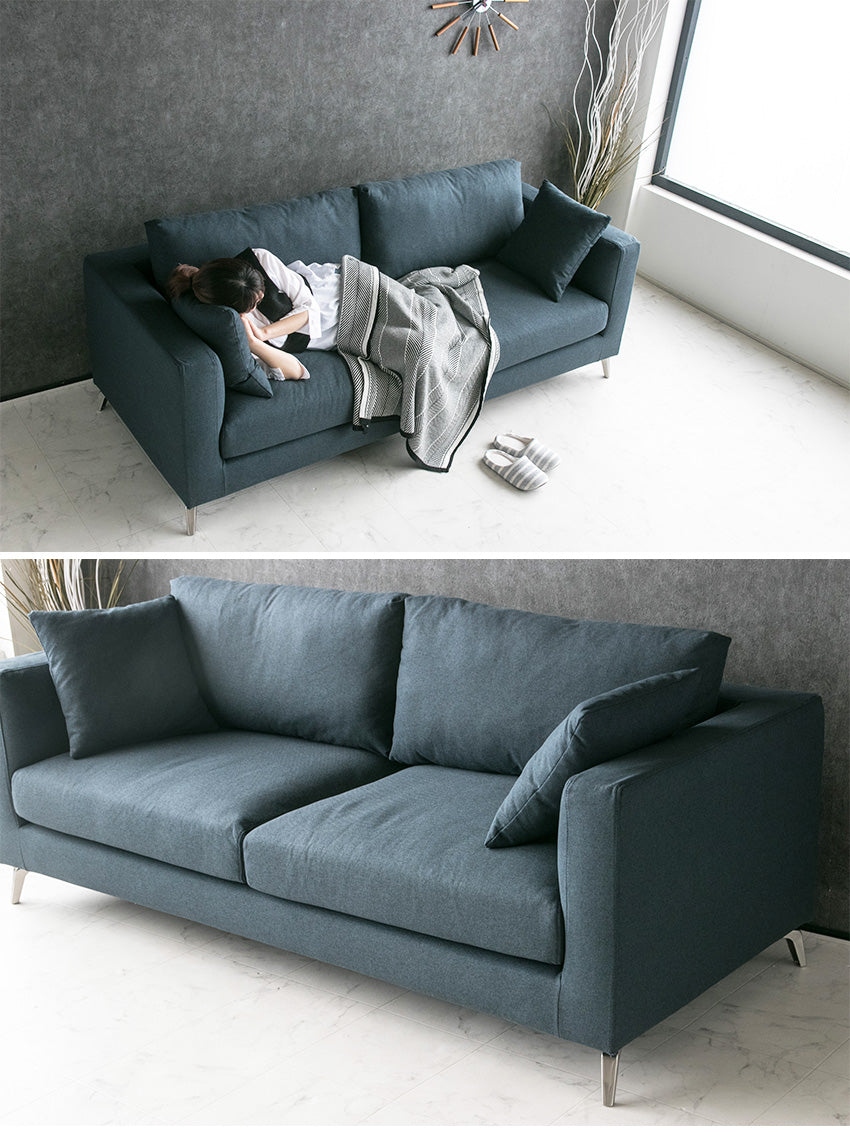 lushroom ソファ 3人掛け ファブリック グレー ネイビー クッション