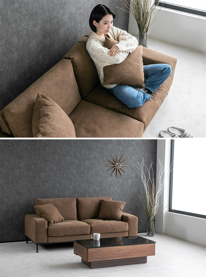 lushroom ソファ 3人掛け キャンバス ファブリック グリーン キャメル