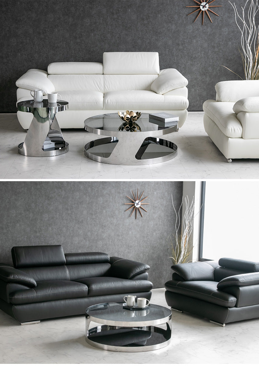 lushroom センターテーブル ガラス 丸 テーブル 黒 シルバー 幅90