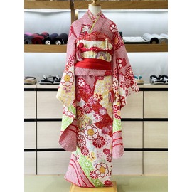 七五三 正絹絞り四つ身着物 絞り 刺繍 長襦袢セット 7歳用 七五三着物