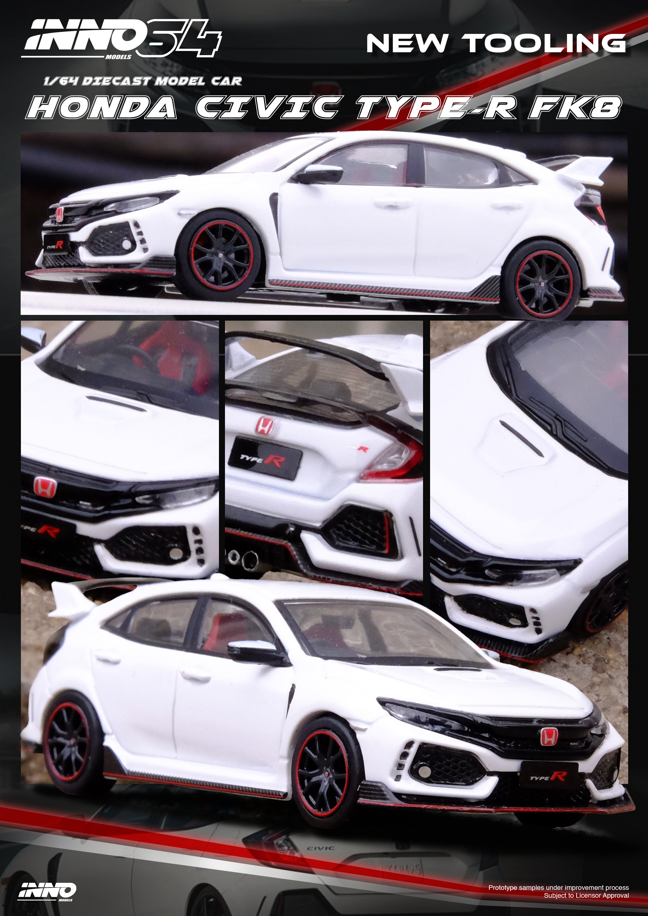 INNO64 1:64 Honda Civic (FK8) Type-R in White – Model Cars Houston