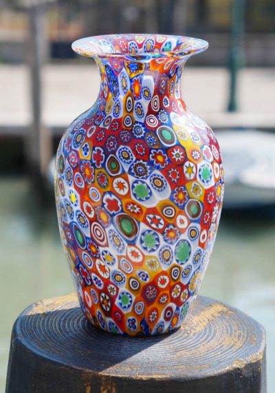 Venetian Glass Vase - Pasta - With Murrina Millefiori - Made