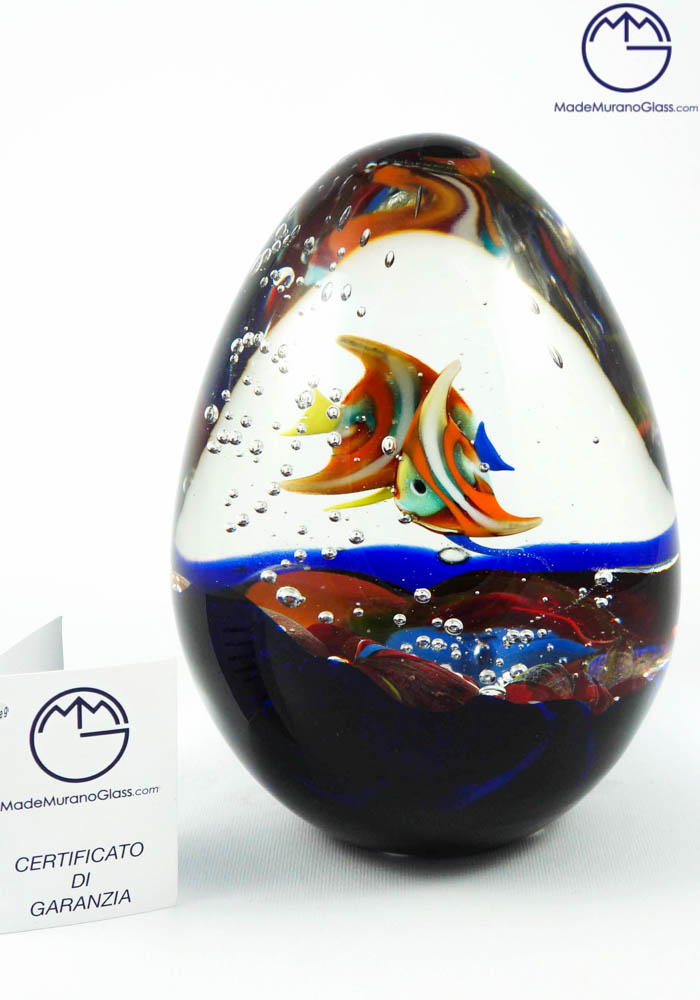 Murano Glass Aquarium Egg - Murano Art - Made Murano Glass