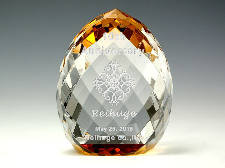 オレンジ・フルーツカット・クリスタルトロフィー