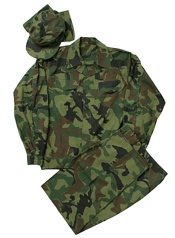 中国人民解放軍 80's スペシャルフォース用カモ野戦服上下 & キャップ3