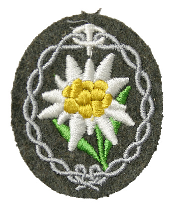 WWII ドイツ陸軍(WH) 山岳猟兵、刺繍エーデルワイス章/実物・未使用