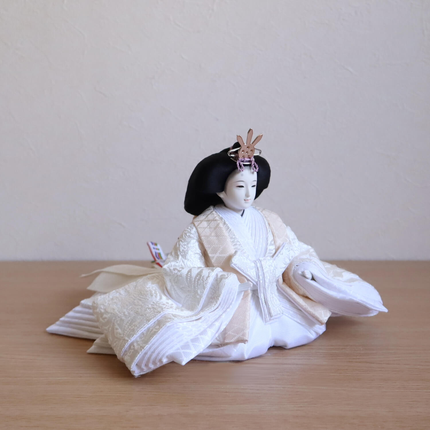 最新作 田村芙紗彦作 正絹西陣織 桐竹鳳凰 純白 無地扇 金ライン手描き