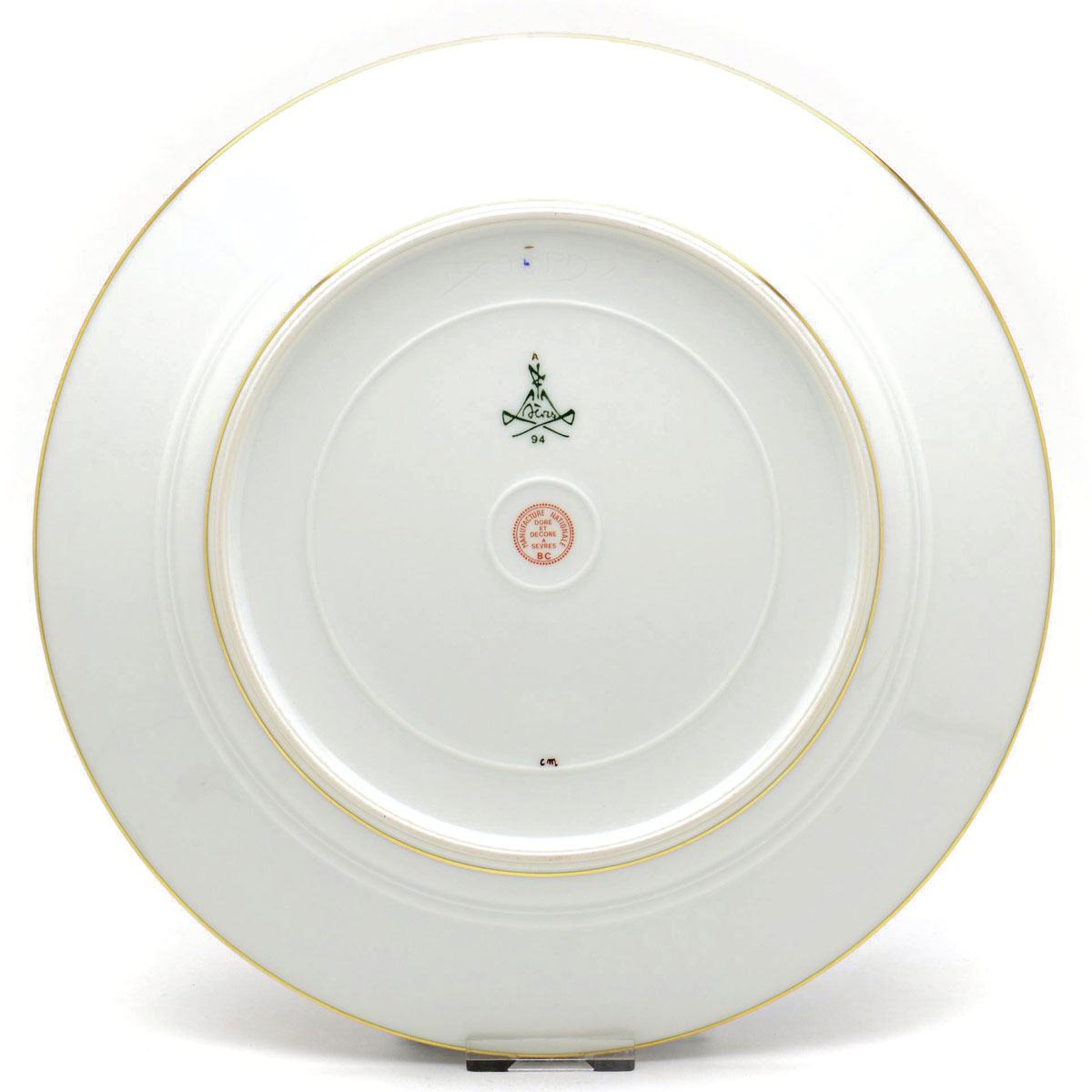 セーブル(Sevres) 絵皿 サービス ユニ 野生動物図(24K金彩ブルー縁飾り