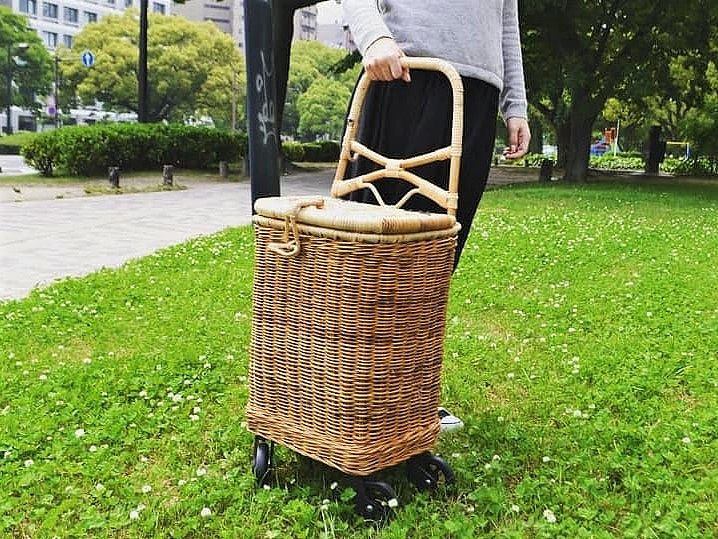 サイドショッピングカート｜SY-055 | ラタンショッピングカート・籐