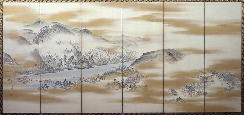 京名所図屏風（左隻・嵐山図）円山応挙筆 - MIHO MUSEUM