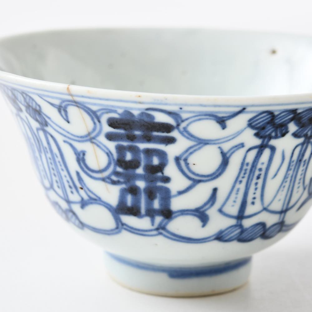 中国 景徳鎮 青花 蓋碗 喜 ｜ みんげい おくむら （日本と世界の民芸）