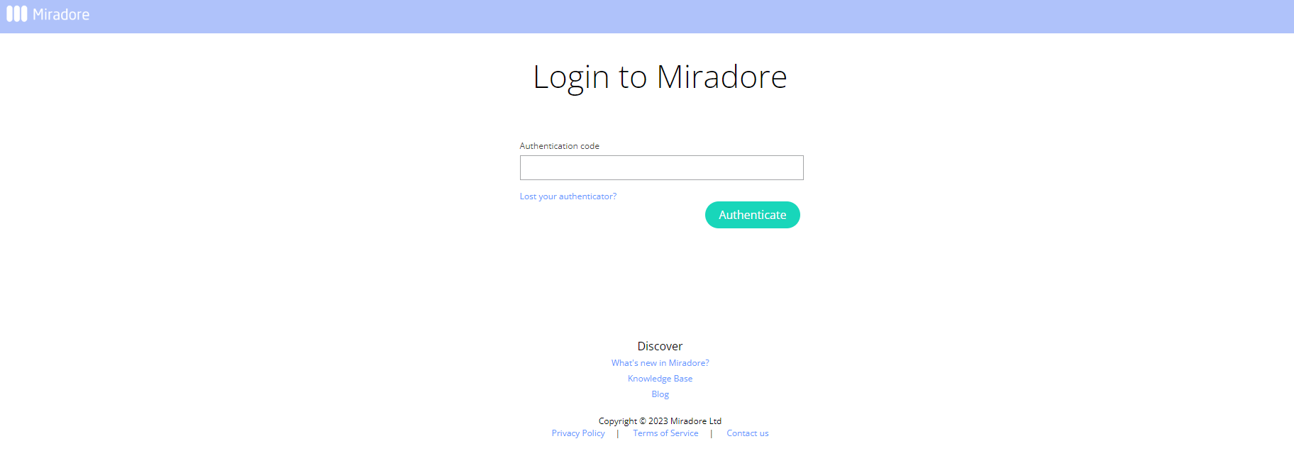 Enabling two-factor authentication for a Miradore user account