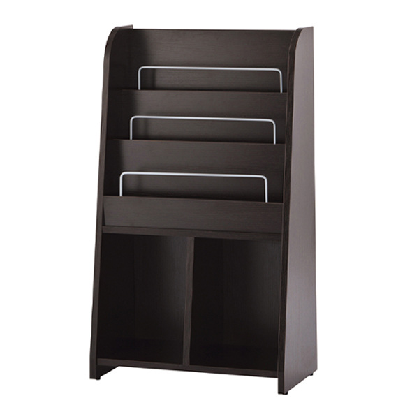 木製マガジンラック ハイ ダークブラウン - 店舗用品のミセダス