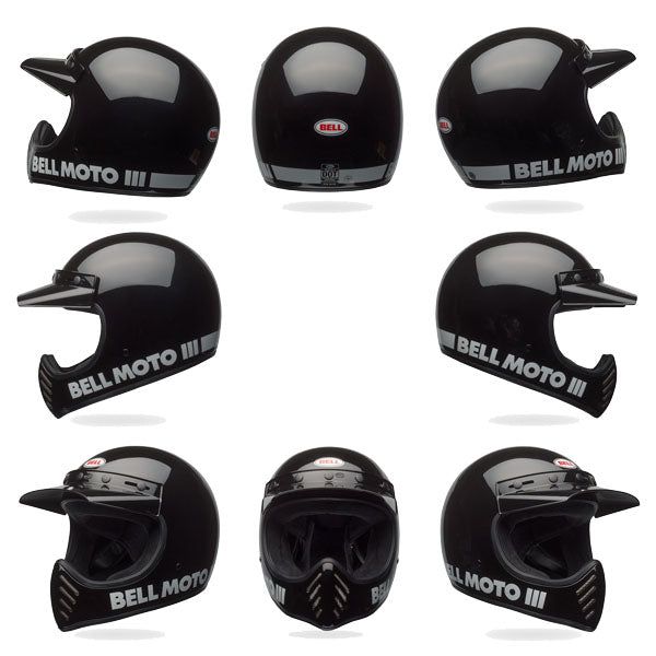BELL Moto-3 Classic Helmet Gloss Black, Matte/Gloss Blackout, Red
