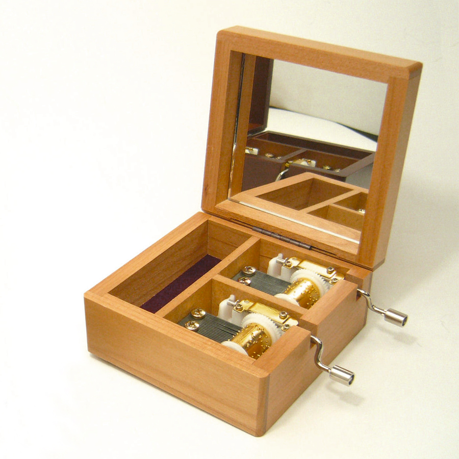 18弁手回し】2曲入り鏡付き手回し（ブラウン） オルゴール ｜株式会社