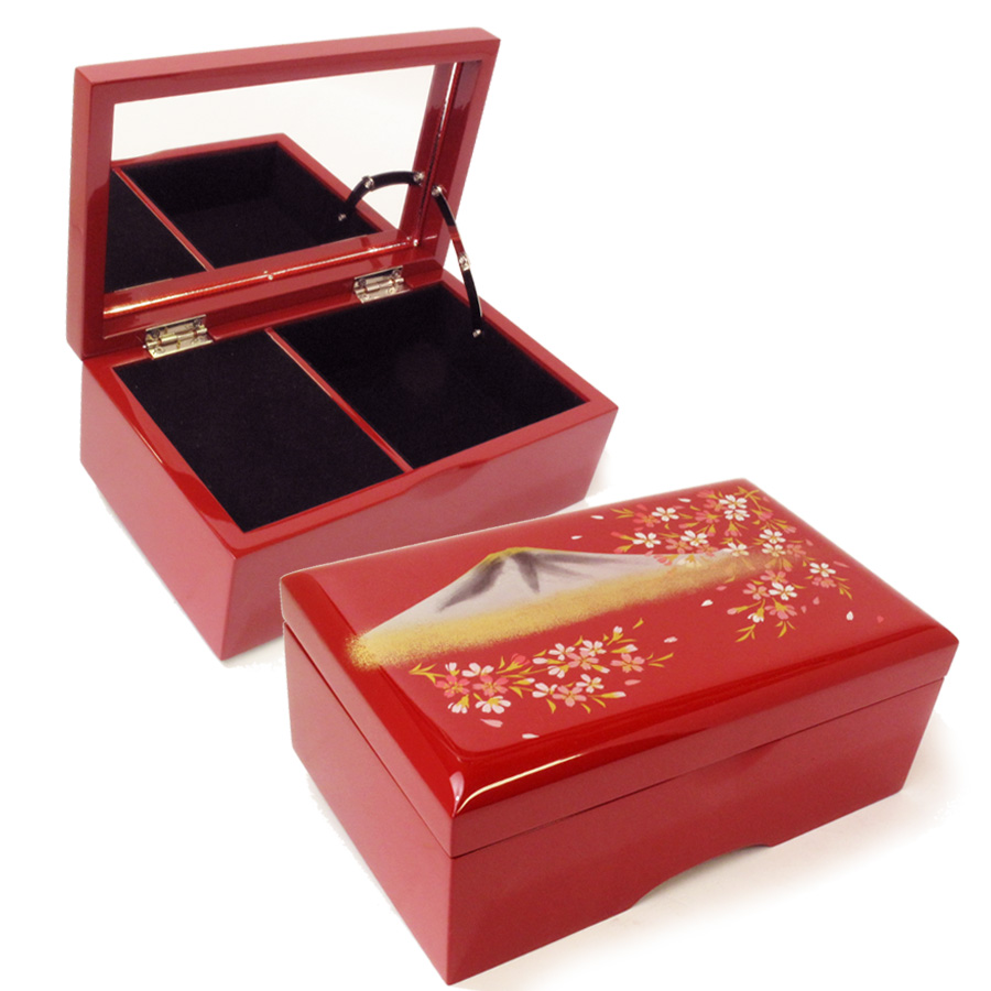 18弁・23弁・30弁】会津塗 宝石箱（M）朱 オルゴール ｜株式会社
