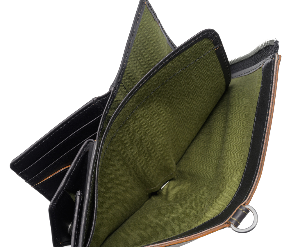 ノイインテレッセ】二つ折り財布(縦型L字ラウンドファスナー・中ベロ