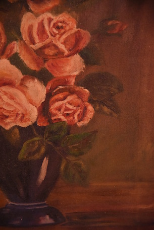 風合いある色彩豊かな花の油絵