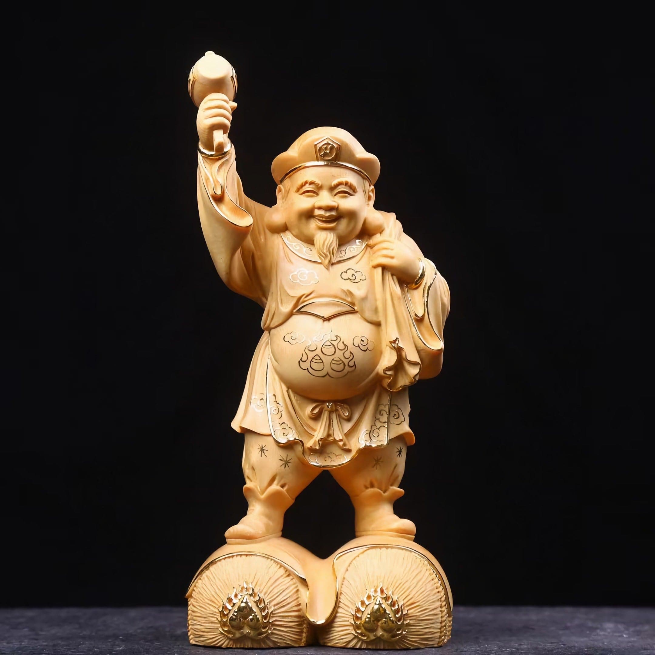 極上彫り 仏像 木彫り 大黒様 置物 縁起 七福神 大黒天 金運 – 念珊閣仏像