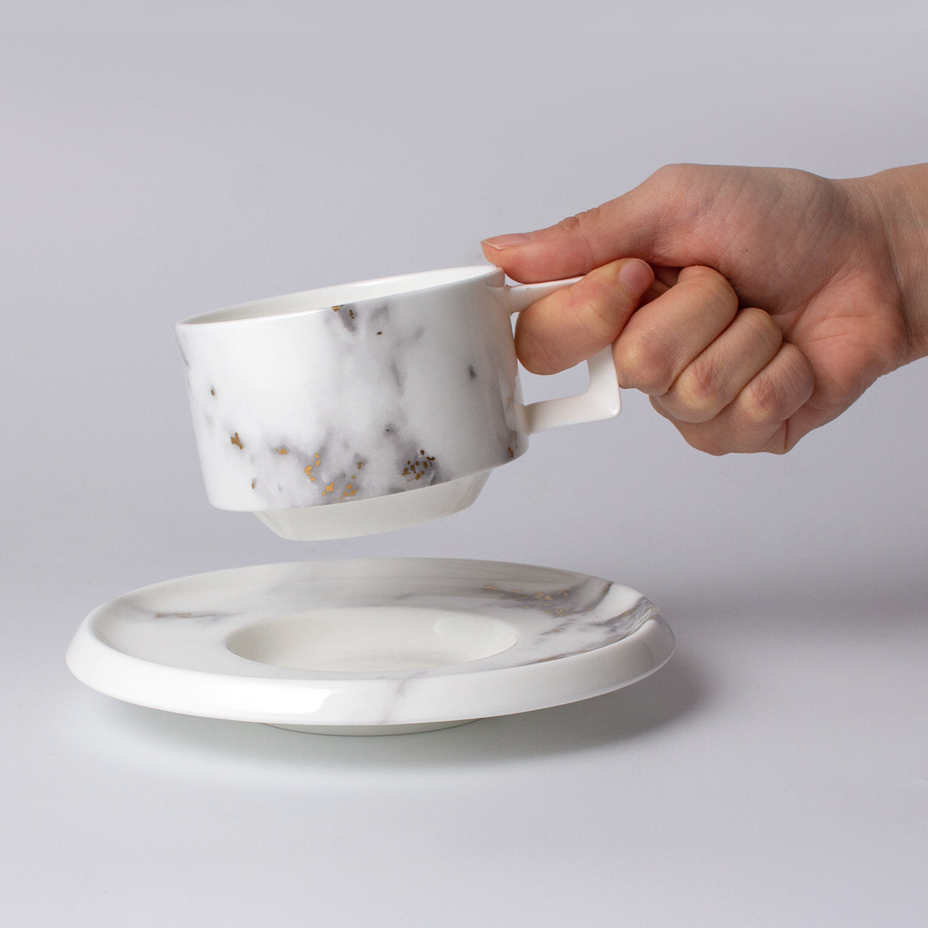 16cmソーサー｜おしゃれカフェ食器カップソーサー｜MARBLE GREY