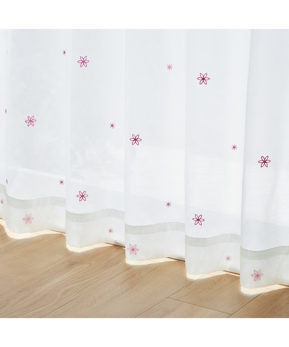 遮像レースカーテン｜フラワー刺繍 通販【ニッセン】