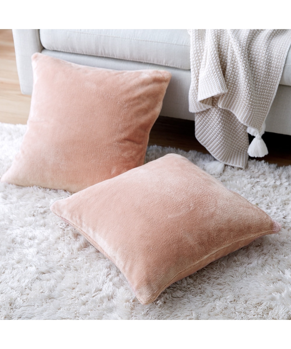 洗えるクッションカバー2枚組｜ボアラグシリーズ・スモーキーカラー