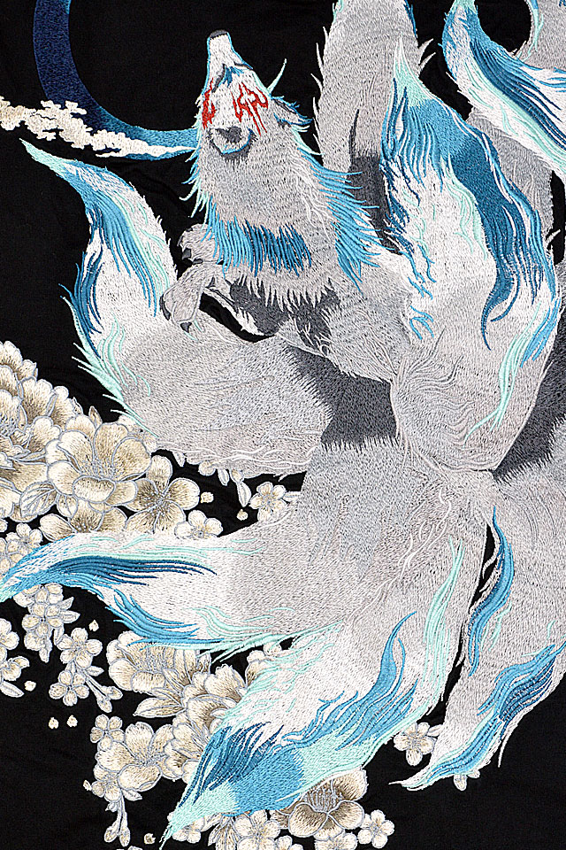 粋 九尾光輝ロングTシャツ 絡繰魂 231007 和柄 和風 狐 きつね キツネ