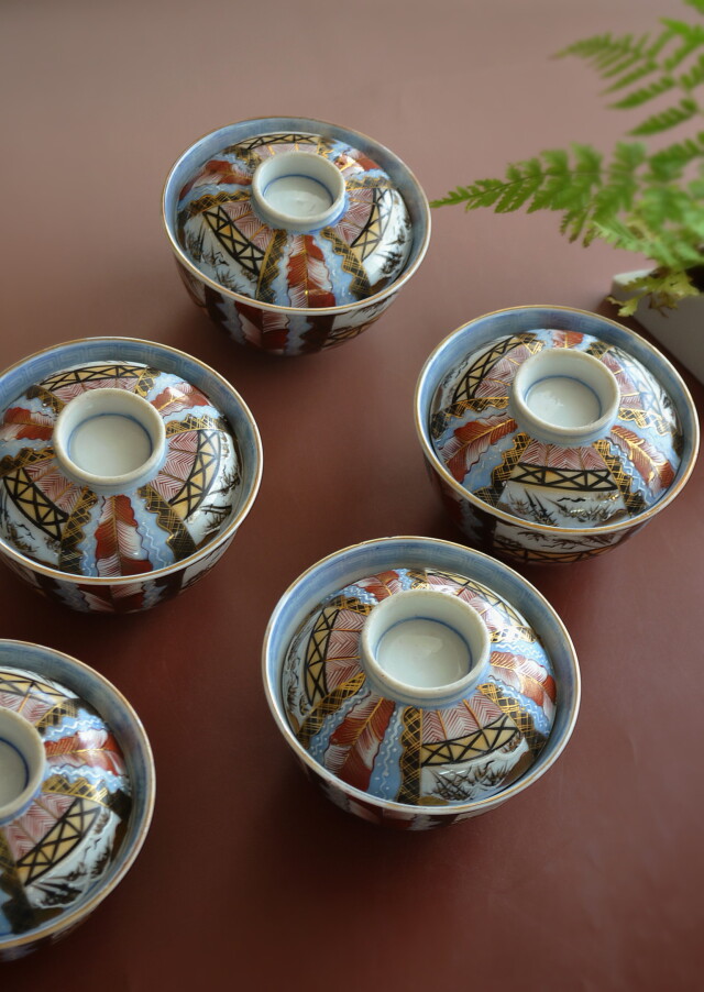Antique Sam's Collection 色絵蓋付茶碗 五客組