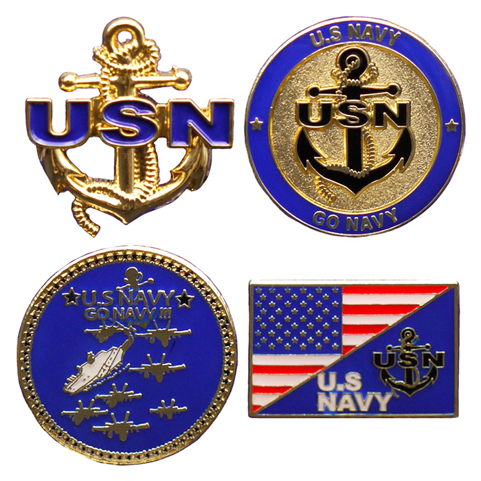 米軍グッズ ピンバッジ 陸軍 海軍 海兵隊 空軍 4個セット 全4種