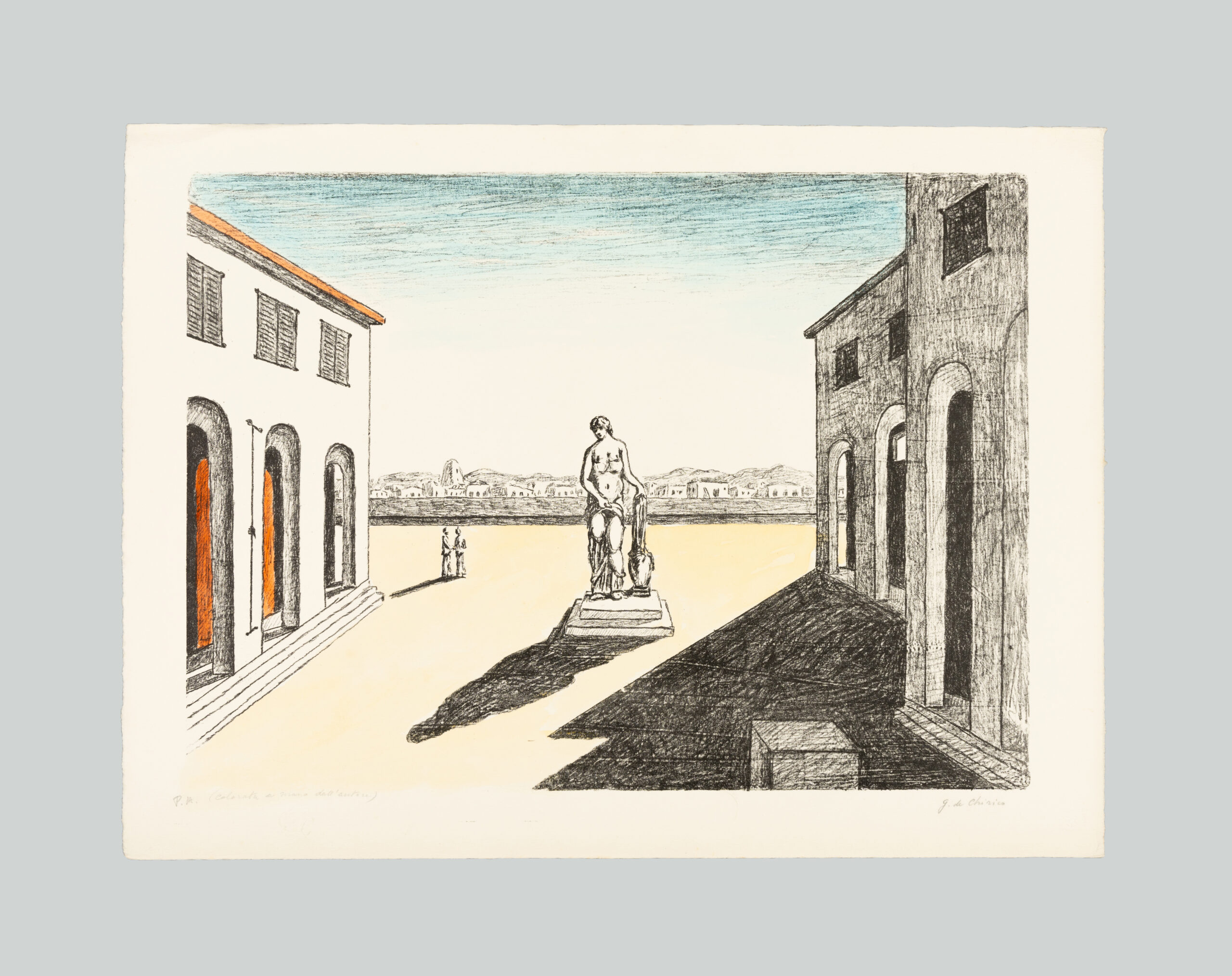 Giorgio De Chirico - Piazza d'Italia con efebo - Sangallo Fine Art