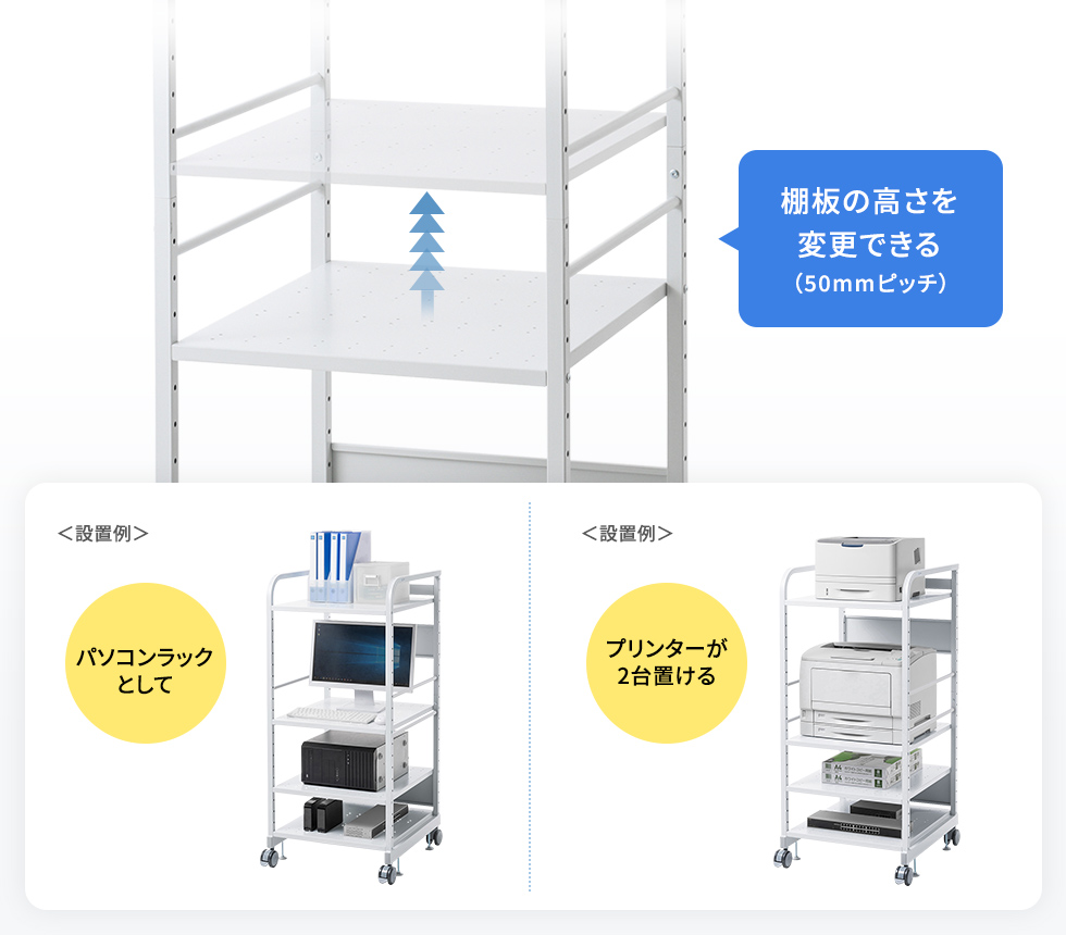 RAC-HL4【高耐荷重ラック(H1300)】重量機器を各棚50kgまで搭載可能