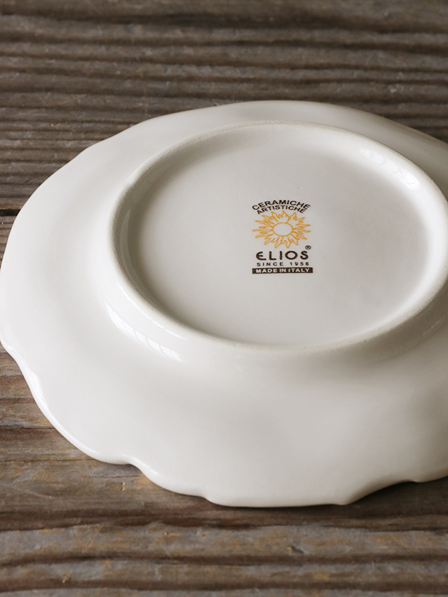 ELIOS FIORE パン皿 クリーム 花柄イタリア 陶器 お皿 クリーム 電子