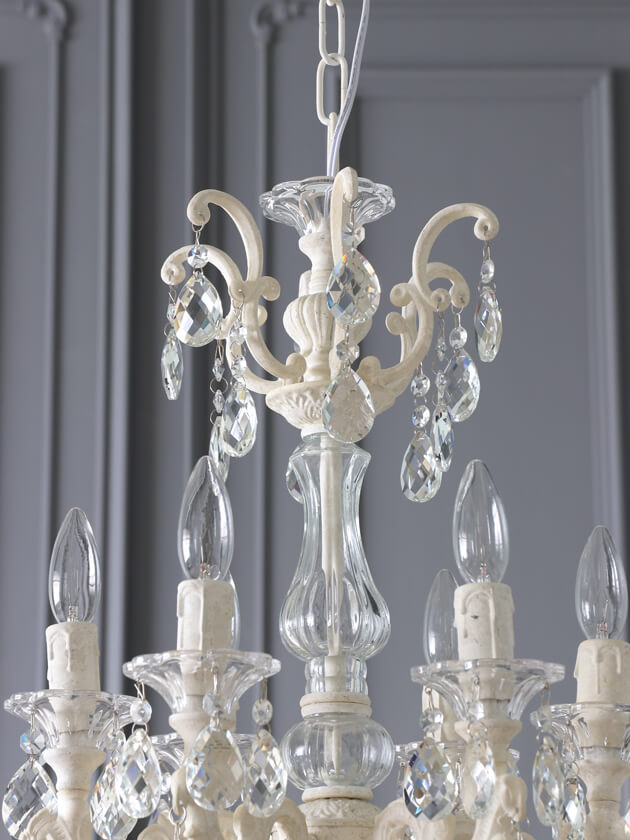 SGDシャンデリア6灯シャビーホワイト- サラグレース-