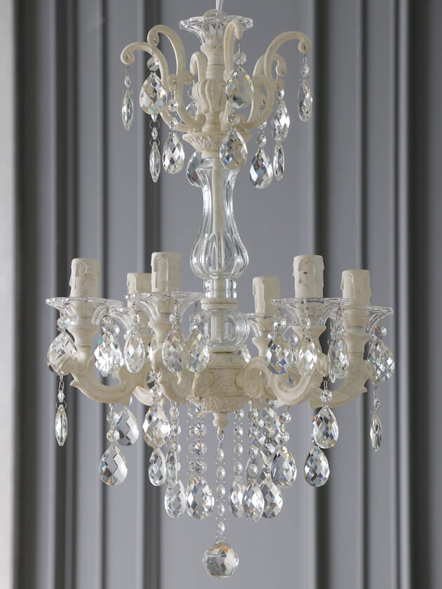 SGDシャンデリア6灯シャビーホワイト- サラグレース-