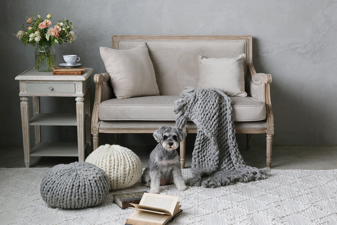 チャンキーニットブランケットグレー サラグレース