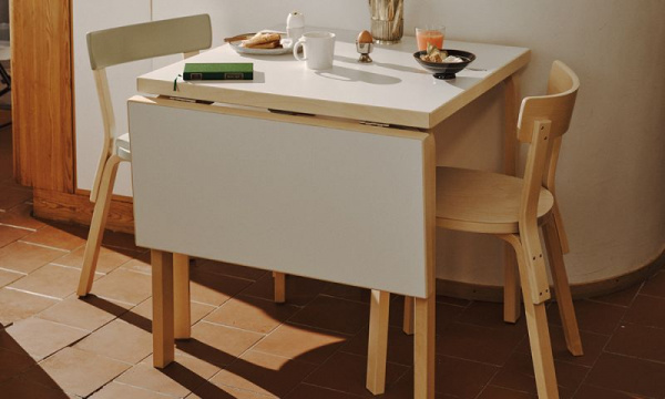 ドロップリーフテーブル DL81C W79/112.5×D75cm / ホワイトラミネート