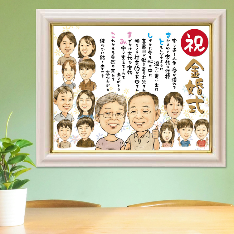 名前ポエム入り 大人数の似顔絵 | 似顔絵プレゼントや名前ポエムは千里