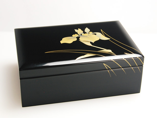 木製本漆塗 白木屋漆器店オンラインショップ＜黒＞7.5宝石箱 かきつばた