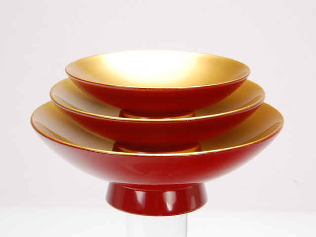 木製本漆塗 白木屋漆器店オンラインショップ＜本朱内金地＞3.6 組盃