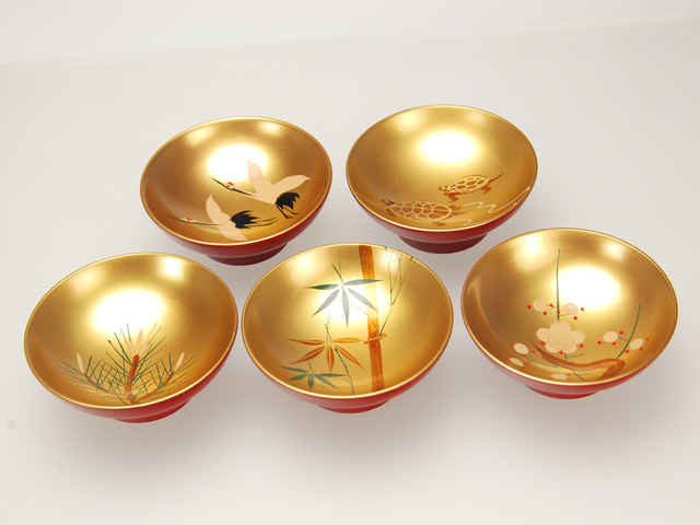 木製本漆塗 白木屋漆器店オンラインショップ＜洗朱内金地＞2.2 招福盃