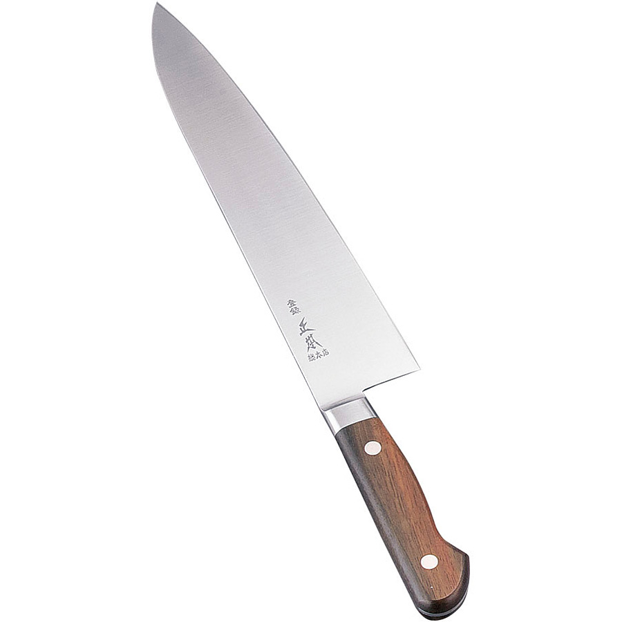 正本総本店 正本 最高級炭素鋼 紫丹柄 ツバ付 牛刀 27cm - 調理器具の