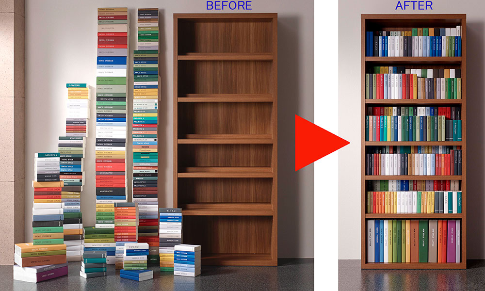 前後2分割する可動棚から生まれる、新しい整理収納術！高さ180cm【書斎