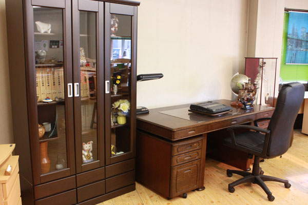 大型・両袖の無垢材高級書斎机・プレジデントデスク【書斎家具屋】