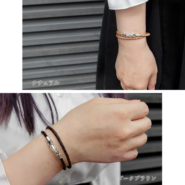 レザーブレスレット×シルバー 2重巻き [DG-008]