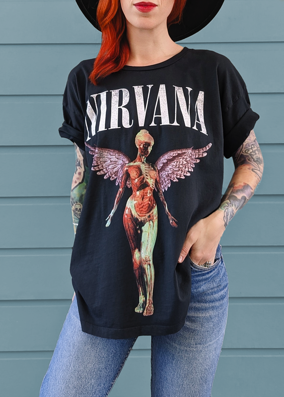 Nirvana In Utero Black Oversized Merch Tee by Daydreamer LA
